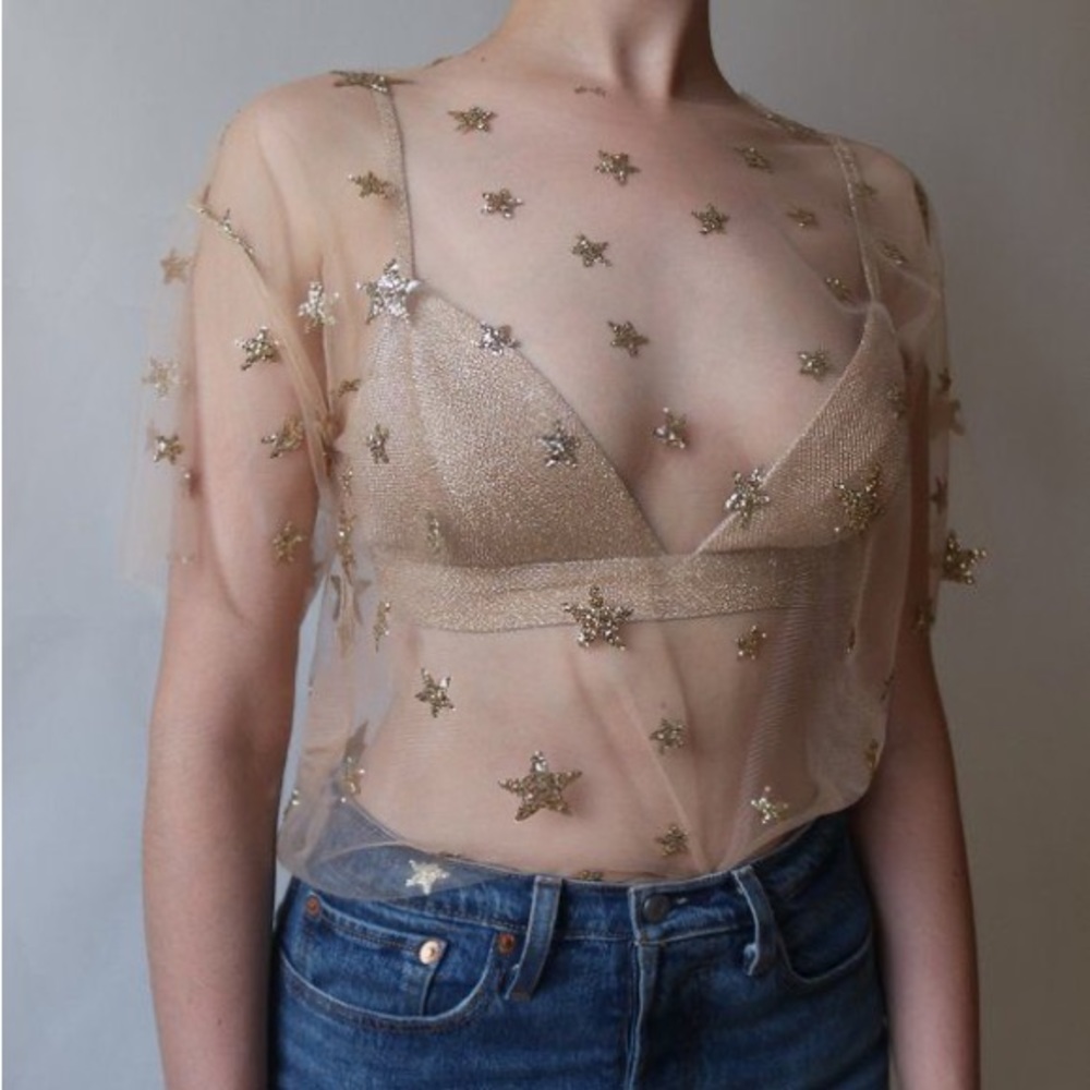 Lirika Matoshi Stars in Her Eyes top in gold
